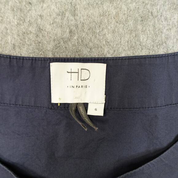 Anthropologie Top Womens Small Tie Neck Navy Blue HD in Paris 3/4 Balloon Sleeve - Picture 3 of 11